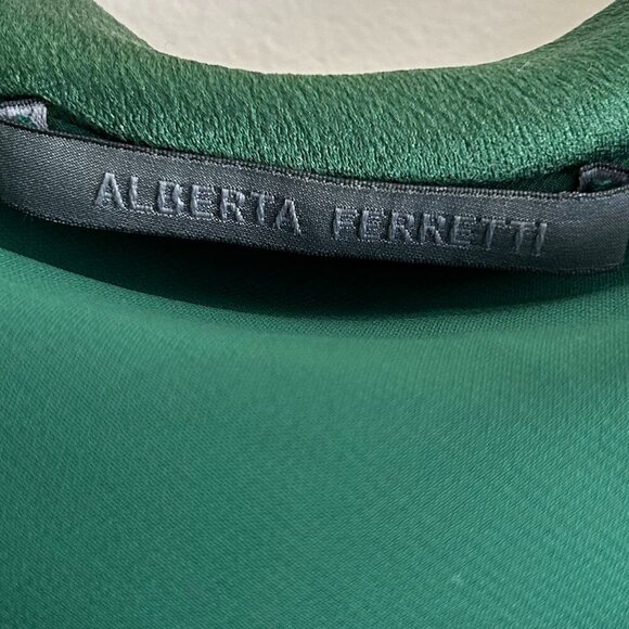 Alberta Ferretti Silk Green Long Sleeve Midi Dress - Picture 10 of 10